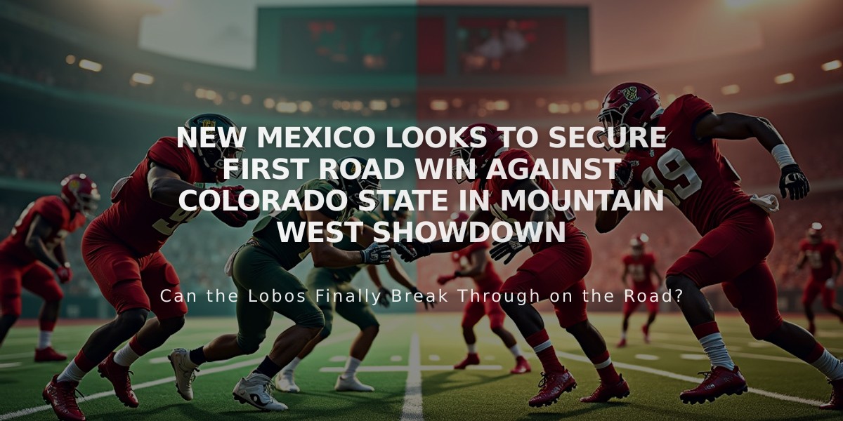 New Mexico Looks to Secure First Road Win Against Colorado State in Mountain West Showdown