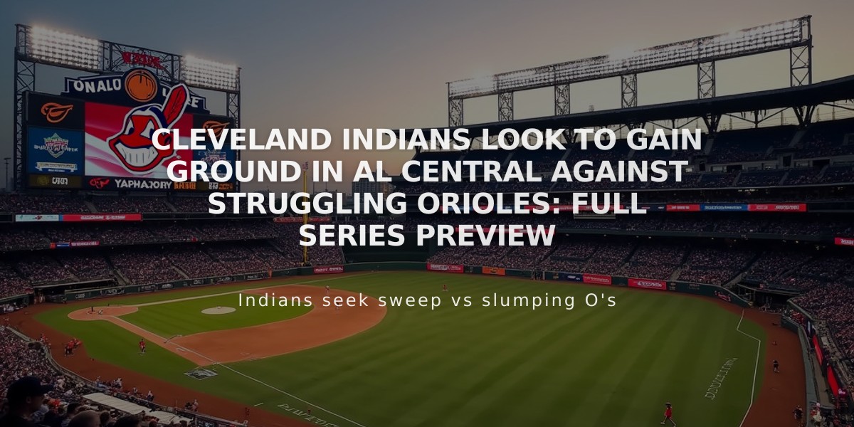 Cleveland Indians Look to Gain Ground in AL Central Against Struggling Orioles: Full Series Preview