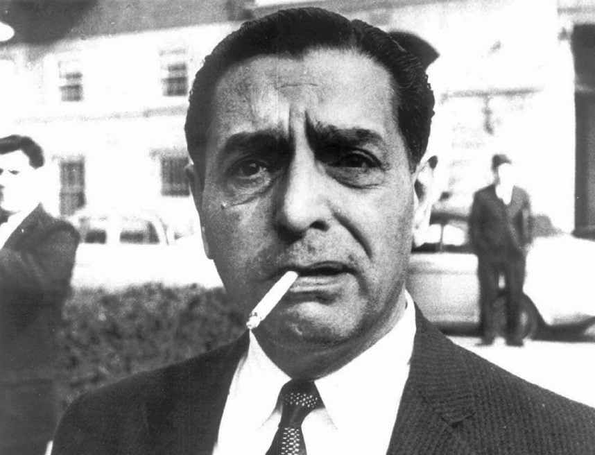 Black and white photo of Patriarca smoking