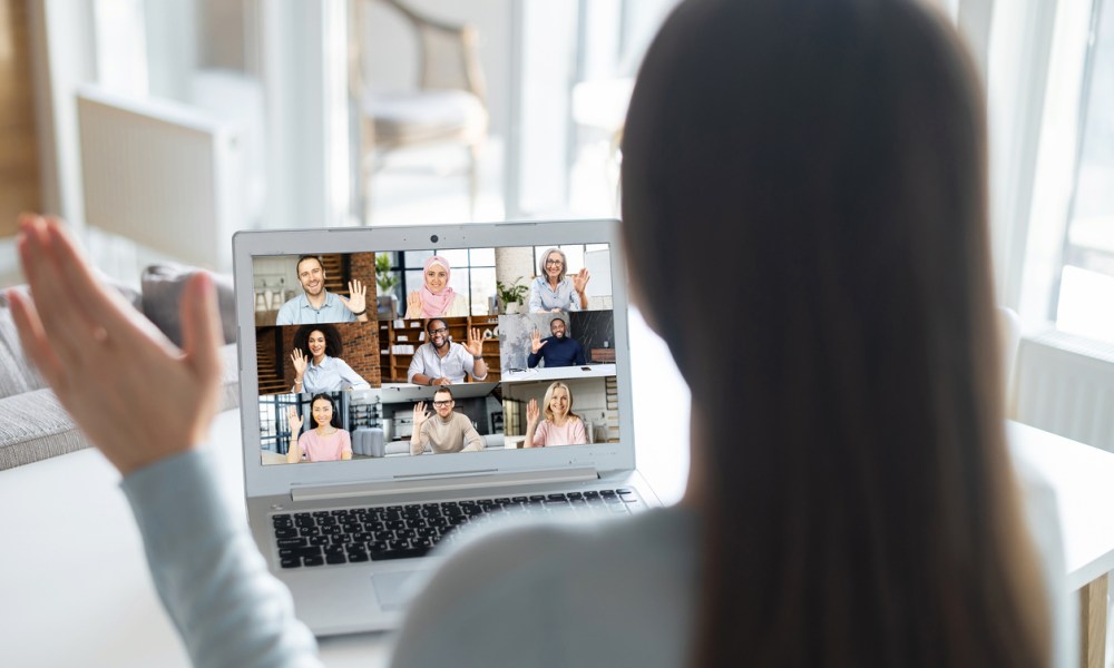 Woman in virtual meeting