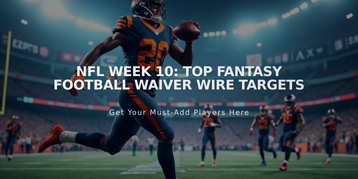 NFL Week 10: Top Fantasy Football Waiver Wire Targets