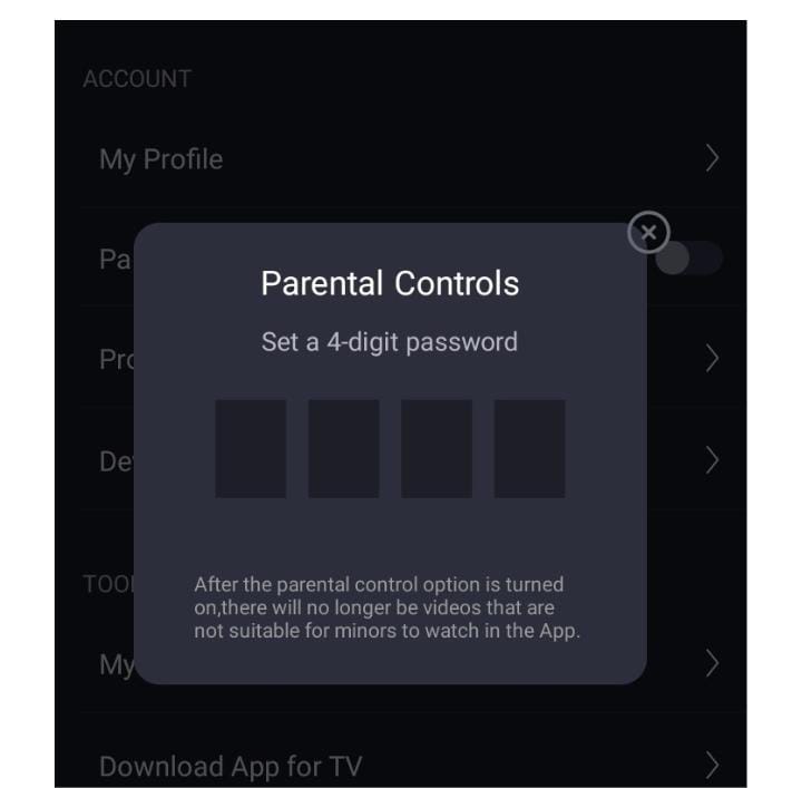 Mobile Parental Controls Interface