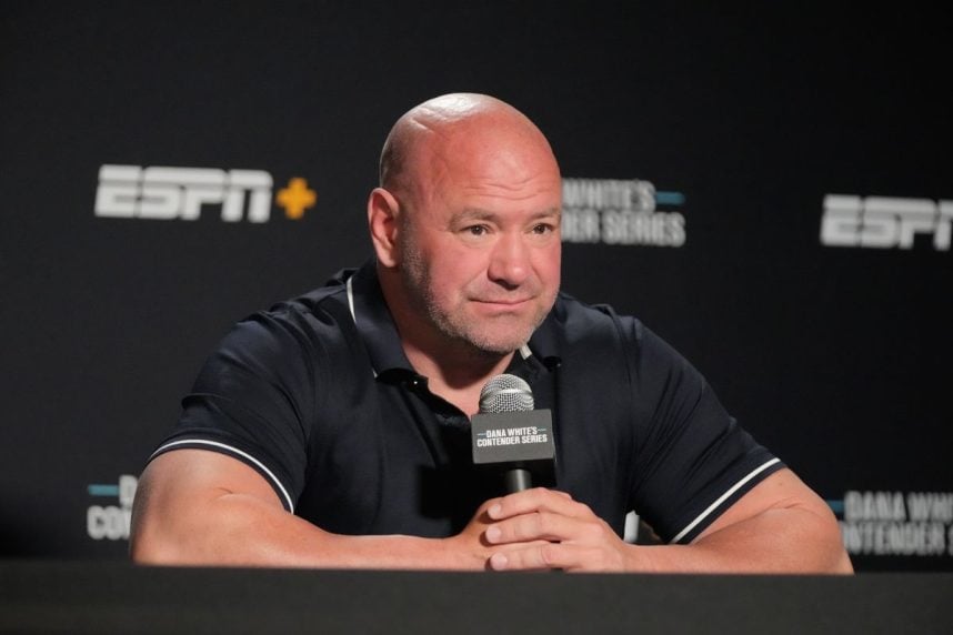 Dana White speaking into microphone