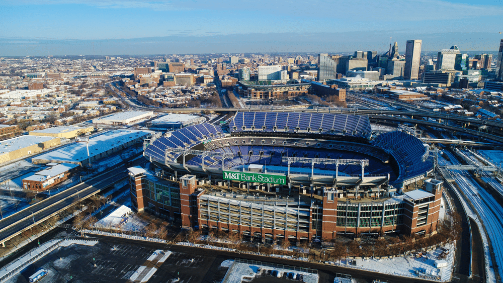 Aerial view of Ravens stadium