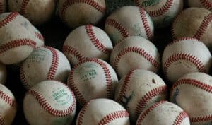 Pile of old baseballs