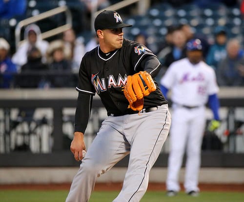 Baseball player pitching from mound