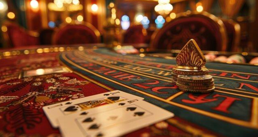 Casino table with playing cards