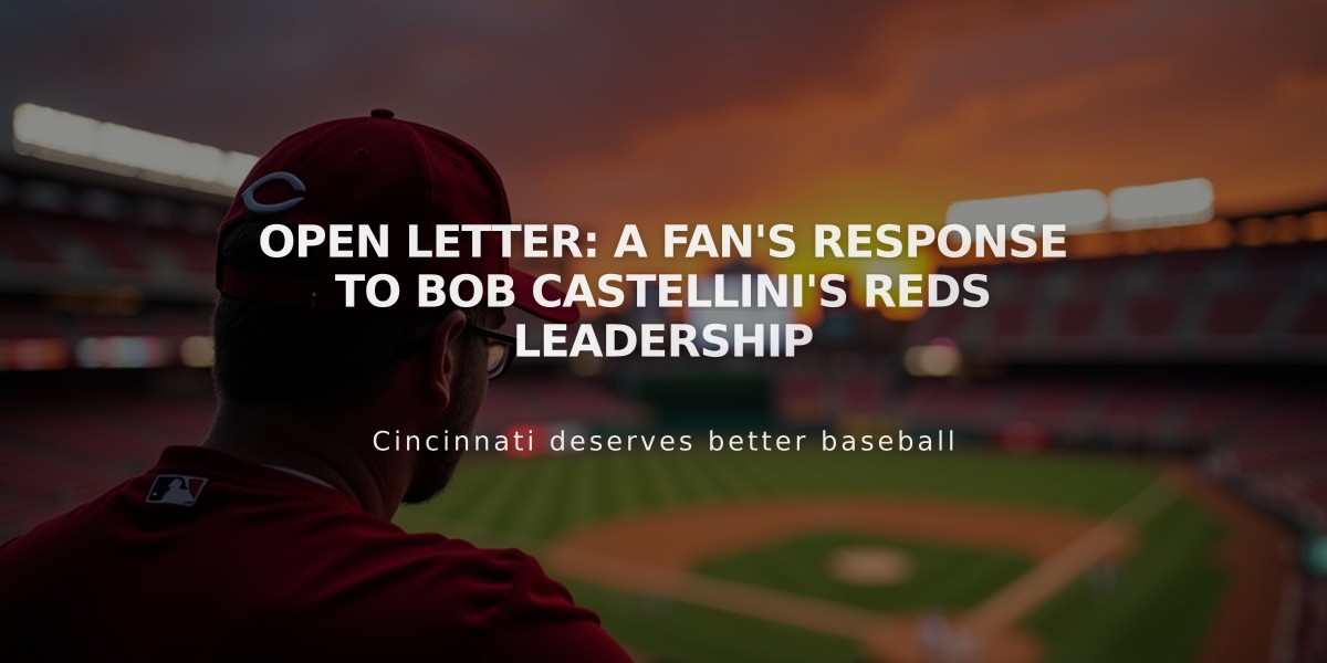 Open Letter: A Fan's Response to Bob Castellini's Reds Leadership