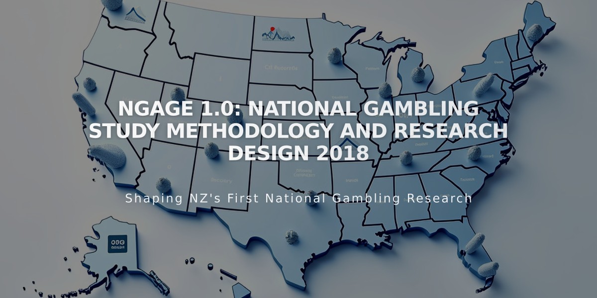 NGAGE 1.0: National Gambling Study Methodology and Research Design 2018