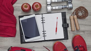 Fitness gear and writing supplies