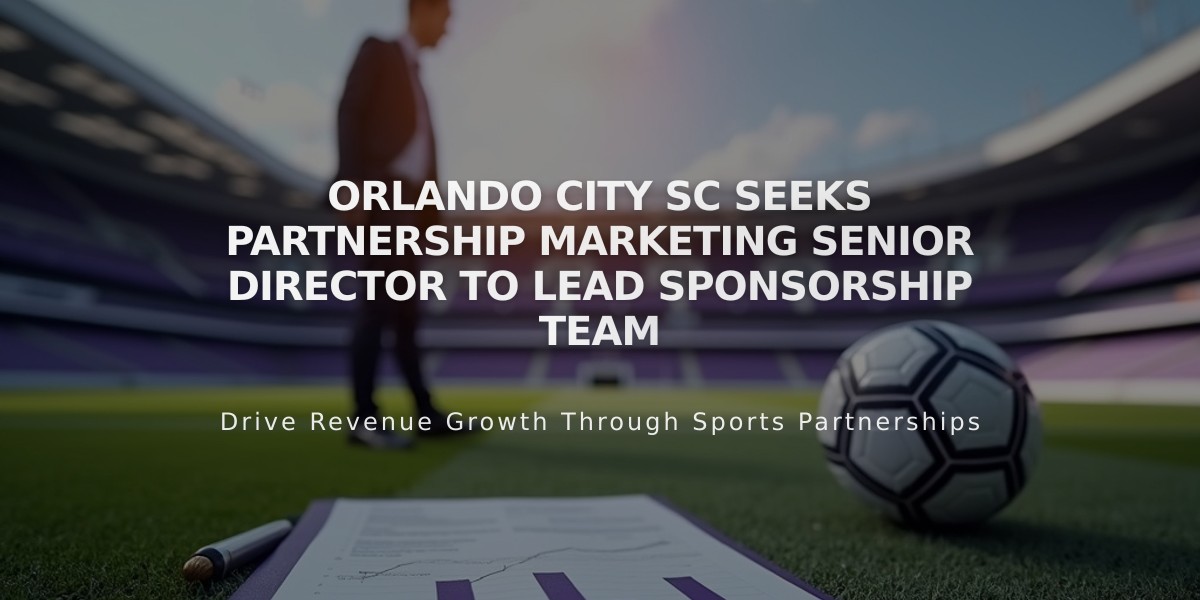 Orlando City SC Seeks Partnership Marketing Senior Director to Lead Sponsorship Team