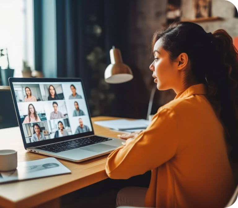 Woman in online counseling session