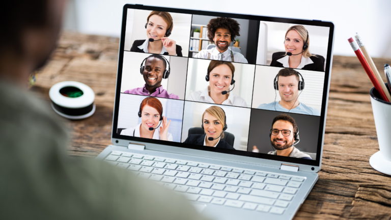 Video conference screen with meeting participants