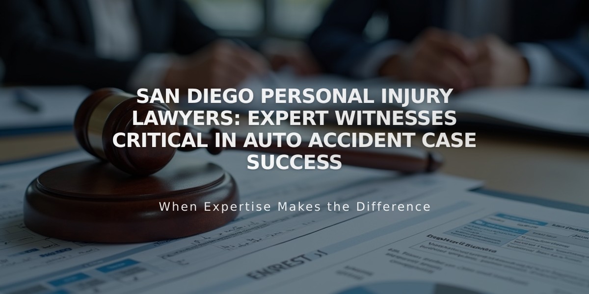 San Diego Personal Injury Lawyers: Expert Witnesses Critical in Auto Accident Case Success