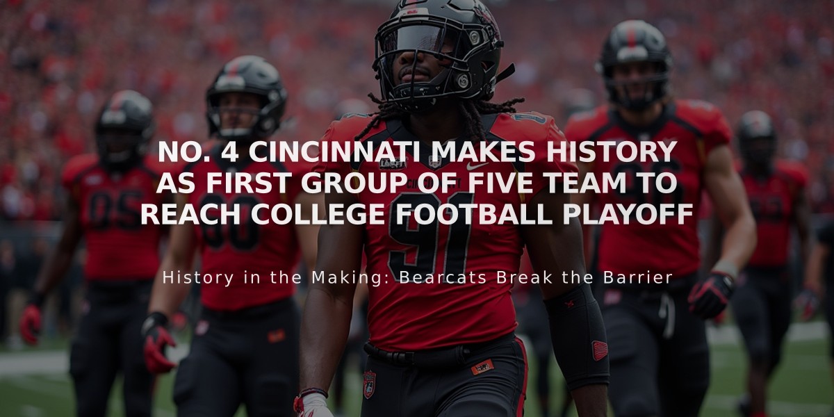 No. 4 Cincinnati Makes History as First Group of Five Team to Reach College Football Playoff