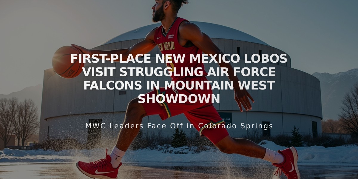 First-Place New Mexico Lobos Visit Struggling Air Force Falcons in Mountain West Showdown