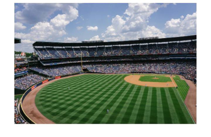 Baseball stadium during game