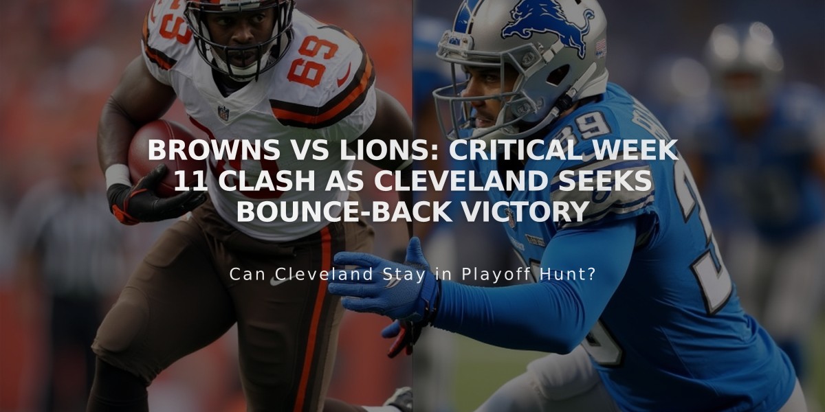 Browns vs Lions: Critical Week 11 Clash as Cleveland Seeks Bounce-Back Victory