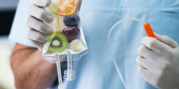 Vitamin IV drip with fresh produce