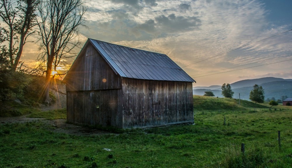 Wooden shed kit in field