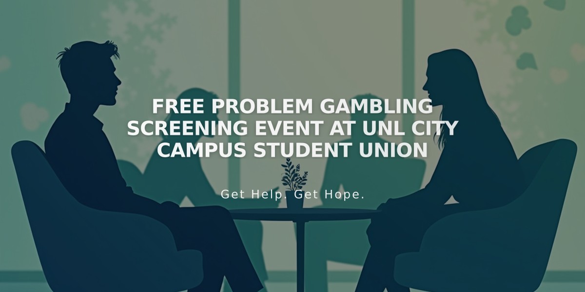 Free Problem Gambling Screening Event at UNL City Campus Student Union