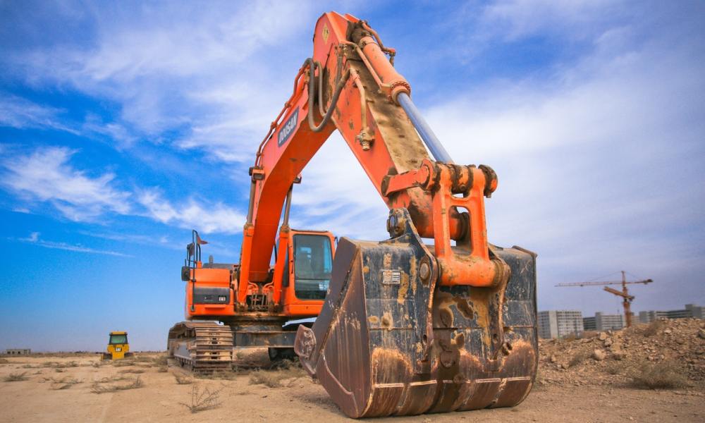 Excavator at construction site