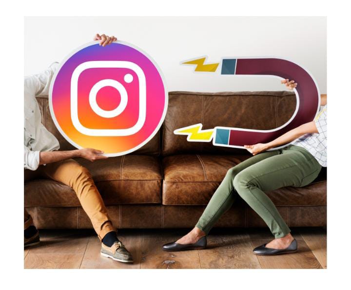 People holding Instagram logo