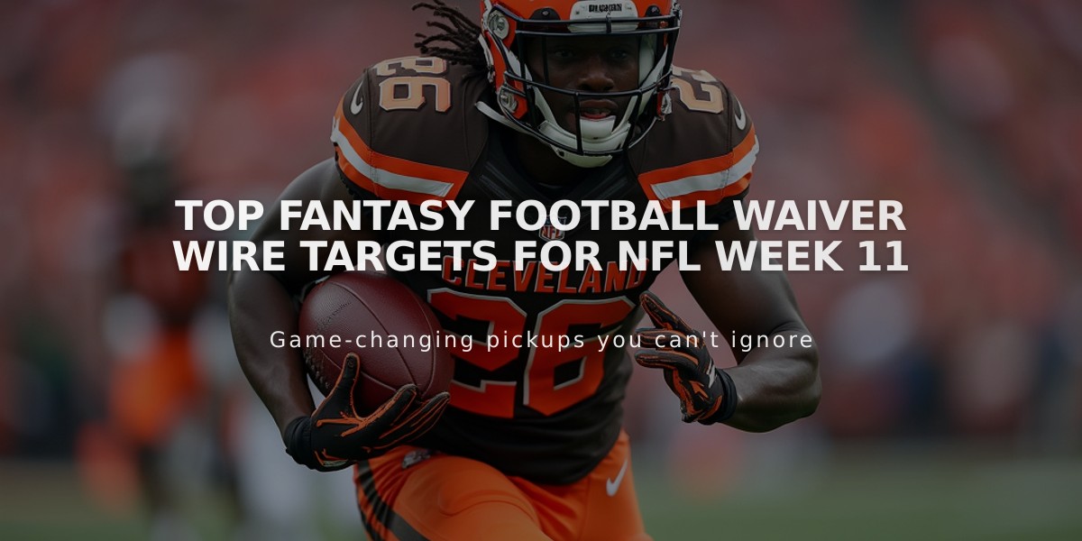 Top Fantasy Football Waiver Wire Targets for NFL Week 11